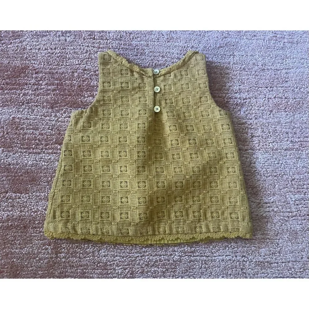 Genuine Kids OshKosh 2T Yellow Lace Sleeveless Top Lined Made in Vietnam
